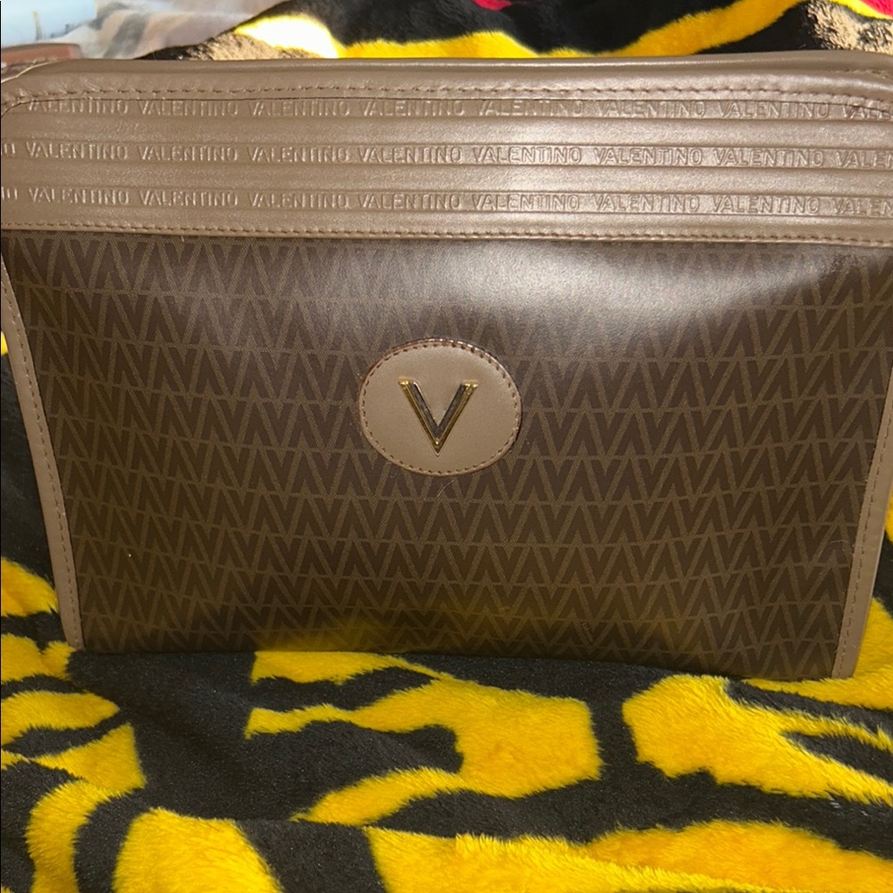 Valentino Brown Monogram Clutch